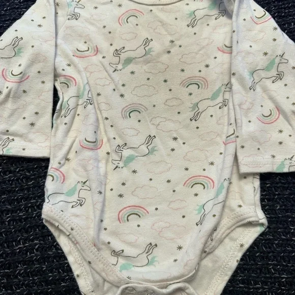 Hudson Baby Unicorn and Rainbow Bodysuit - White and Pink - Picture 1 of 3